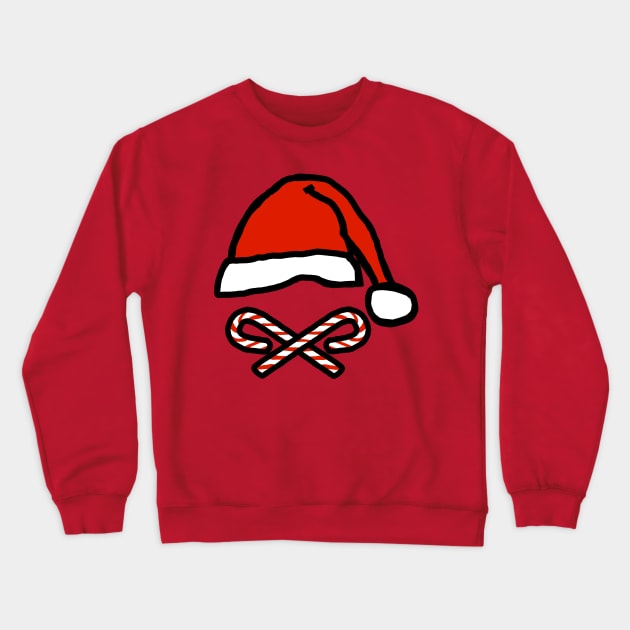 Funny Christmas Santa Hat Candy Canes Crewneck Sweatshirt by ellenhenryart